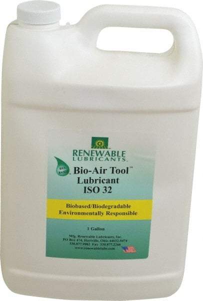Renewable Lubricants - 1 Gal Bottle, ISO 32, Air Tool Oil - -22°F to 250°, 29.33 Viscosity (cSt) at 40°C, 7.34 Viscosity (cSt) at 100°C, Series Bio-Air - Exact Tool & Supply