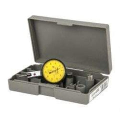 Mitutoyo - 0.2 mm Range, 0.002 mm Dial Graduation, Horizontal Dial Test Indicator - 1.5748 Inch Yellow Dial, 0-100-0 Dial Reading, Accurate to 0.003 Inch - Exact Tool & Supply