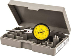 Mitutoyo - 1 mm Range, 0.01 mm Dial Graduation, Horizontal Dial Test Indicator - 1.5748 Inch Yellow Dial, 0-50-0 Dial Reading, Accurate to 0.01 Inch - Exact Tool & Supply