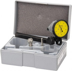 Mitutoyo - 0.2 mm Range, 0.002 mm Dial Graduation, Vertical Dial Test Indicator - 1.5748 Inch Yellow Dial, 0-100-0 Dial Reading, Accurate to 0.003 Inch - Exact Tool & Supply