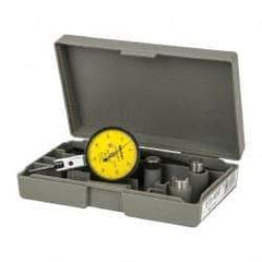 Mitutoyo - 0.8 mm Range, 0.01 mm Dial Graduation, Horizontal Dial Test Indicator - 1.5748 Inch Yellow Dial, 0-40-0 Dial Reading, Accurate to 0.008 Inch - Exact Tool & Supply