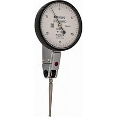 Mitutoyo - 0.03 Inch Range, 0.0005 Inch Dial Graduation, Horizontal Dial Test Indicator - 1.5748 Inch White Dial, 0-15-0 Dial Reading, Accurate to 0.0005 Inch - Exact Tool & Supply
