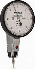 Mitutoyo - 0.008 Inch Range, 0.0001 Inch Dial Graduation, Horizontal Dial Test Indicator - 1.5748 Inch White Dial, 0-4-0 Dial Reading, Accurate to 0.0001 Inch - Exact Tool & Supply