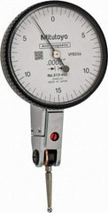 Mitutoyo - 0.03 Inch Range, 0.0005 Inch Dial Graduation, Horizontal Dial Test Indicator - 1.5748 Inch White Dial, 0-15-0 Dial Reading, Accurate to 0.0005 Inch - Exact Tool & Supply