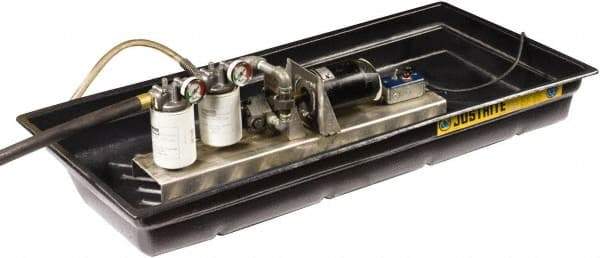 Justrite - 20 Gallon Capacity, 26 Inch Long x 38 Inch Wide, Polyurethane Spill Tray - 26 Inch Diameter, 5-1/2 Inch High, Black - Exact Tool & Supply