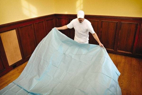 TRIMACO - Medium Weight Coated Sontara Drop Cloth - 12' x 9', 0.001" Thick, One Tuff Professional Grade - Exact Tool & Supply