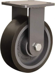 Hamilton - 6" Diam x 2" Wide x 7-1/2" OAH Top Plate Mount Rigid Caster - Polyurethane Mold onto Cast Iron Center, 1,560 Lb Capacity, Sealed Precision Ball Bearing, 4 x 4-1/2" Plate - Exact Tool & Supply