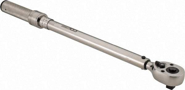 CDI - 1/2" Drive Micrometer Torque Wrench - 34 N/m to 197 N/m Torque, 19" OAL, 1.4 N/m Graduation, Pear Head - Exact Tool & Supply