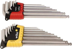 Wiha - 22 Piece L-Key Ball End Hex Key Set - Hex Range 0.05 to 3/8" - Exact Tool & Supply