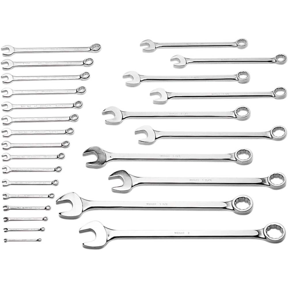 Wright Tool & Forge - 26 Pc, 1/4 - 2", 12-Point Combination Wrench Set - Exact Tool & Supply
