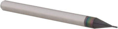 Accupro - 0.02", 0.06" LOC, 1/8" Shank Diam, 1-1/2" OAL, 4 Flute, Solid Carbide Square End Mill - Single End, AlTiN Finish, Spiral Flute, 30° Helix, Centercutting, Series Miniature - Exact Tool & Supply