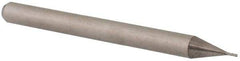 Accupro - 0.015", 0.045" LOC, 1/8" Shank Diam, 1-1/2" OAL, 4 Flute, Solid Carbide Square End Mill - Single End, Uncoated, Spiral Flute, 30° Helix, Centercutting, Right Hand Cut, Right Hand Flute - Exact Tool & Supply