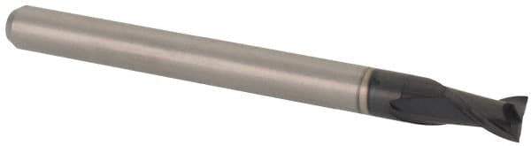 Accupro - 0.12", 0.18" LOC, 1/8" Shank Diam, 1-1/2" OAL, 2 Flute, Solid Carbide Square End Mill - Single End, AlTiN Finish, Spiral Flute, 30° Helix, Centercutting, Right Hand Cut, Right Hand Flute, Series Miniature - Exact Tool & Supply