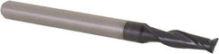 Accupro - 0.11", 0.33" LOC, 1/8" Shank Diam, 1-1/2" OAL, 2 Flute, Solid Carbide Square End Mill - Single End, AlTiN Finish, Spiral Flute, 30° Helix, Centercutting, Right Hand Cut, Right Hand Flute, Series Miniature - Exact Tool & Supply