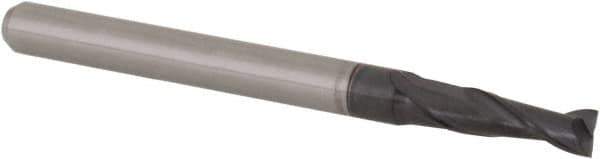 Accupro - 0.1", 0.3" LOC, 1/8" Shank Diam, 1-1/2" OAL, 2 Flute, Solid Carbide Square End Mill - Single End, AlTiN Finish, Spiral Flute, 30° Helix, Centercutting, Right Hand Cut, Right Hand Flute, Series Miniature - Exact Tool & Supply