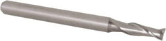 Accupro - 0.105", 0.315" LOC, 1/8" Shank Diam, 1-1/2" OAL, 2 Flute, Solid Carbide Square End Mill - Single End, Uncoated, Spiral Flute, 30° Helix, Centercutting, Right Hand Cut, Right Hand Flute, Series Miniature - Exact Tool & Supply