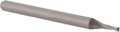 Accupro - 0.046", 0.138" LOC, 1/8" Shank Diam, 1-1/2" OAL, 2 Flute, Solid Carbide Square End Mill - Single End, Uncoated, Spiral Flute, 30° Helix, Centercutting, Right Hand Cut, Right Hand Flute, Series Miniature - Exact Tool & Supply