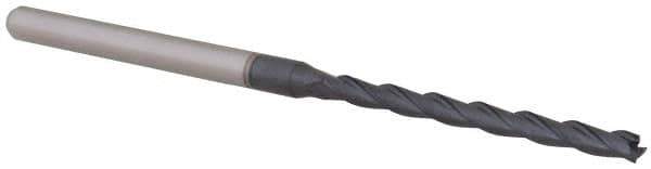 Accupro - 3/32", 1-1/8" LOC, 1/8" Shank Diam, 2-1/2" OAL, 3 Flute, Solid Carbide Square End Mill - Single End, AlTiN Finish, Spiral Flute, 30° Helix, Centercutting, Right Hand Cut, Right Hand Flute, Series Miniature - Exact Tool & Supply