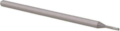 Accupro - 3/64", 0.07" LOC, 1/8" Shank Diam, 2-1/2" OAL, 3 Flute, Solid Carbide Square End Mill - Single End, Uncoated, Spiral Flute, 30° Helix, Centercutting, Right Hand Cut, Right Hand Flute, Series Miniature - Exact Tool & Supply