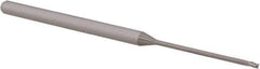 Accupro - 0.045", 0.067" LOC, 1/8" Shank Diam, 2-1/2" OAL, 3 Flute, Solid Carbide Square End Mill - Single End, Uncoated, Spiral Flute, 30° Helix, Centercutting, Right Hand Cut, Right Hand Flute, Series Miniature - Exact Tool & Supply