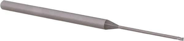 Accupro - 0.04", 0.06" LOC, 1/8" Shank Diam, 2-1/2" OAL, 3 Flute, Solid Carbide Square End Mill - Single End, Uncoated, Spiral Flute, 30° Helix, Centercutting, Right Hand Cut, Right Hand Flute, Series Miniature - Exact Tool & Supply