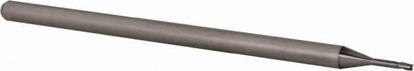 Accupro - 0.0394", 0.059" LOC, 1/8" Shank Diam, 2-1/2" OAL, 3 Flute, Solid Carbide Square End Mill - Single End, Uncoated, Spiral Flute, 30° Helix, Centercutting, Right Hand Cut, Right Hand Flute, Series Miniature - Exact Tool & Supply
