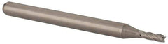 Accupro - 0.053", 0.159" LOC, 1/8" Shank Diam, 1-1/2" OAL, 4 Flute, Solid Carbide Square End Mill - Single End, Uncoated, Spiral Flute, 30° Helix, Centercutting, Right Hand Cut, Right Hand Flute, Series Miniature - Exact Tool & Supply