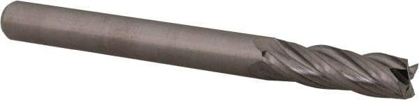Accupro - 3/16", 5/8" LOC, 3/16" Shank Diam, 2" OAL, 4 Flute, Solid Carbide Square End Mill - Single End, Uncoated, Spiral Flute, 30° Helix, Centercutting, Right Hand Cut, Right Hand Flute, Series Miniature - Exact Tool & Supply