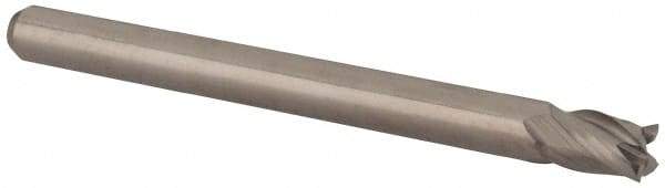 Accupro - 9/64", 0.562" LOC, 3/16" Shank Diam, 2" OAL, 4 Flute, Solid Carbide Square End Mill - Single End, Uncoated, Spiral Flute, 30° Helix, Centercutting, Right Hand Cut, Right Hand Flute, Series Miniature - Exact Tool & Supply