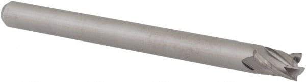 Accupro - 0.12", 0.18" LOC, 1/8" Shank Diam, 1-1/2" OAL, 4 Flute, Solid Carbide Square End Mill - Single End, Uncoated, Spiral Flute, 30° Helix, Centercutting, Right Hand Cut, Right Hand Flute, Series Miniature - Exact Tool & Supply