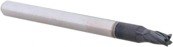 Accupro - 3/32", 0.139" LOC, 1/8" Shank Diam, 1-1/2" OAL, 4 Flute, Solid Carbide Square End Mill - Single End, AlTiN Finish, Spiral Flute, 30° Helix, Centercutting, Right Hand Cut, Right Hand Flute, Series Miniature - Exact Tool & Supply