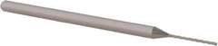 Accupro - 1/32", 0.47" LOC, 1/8" Shank Diam, 2-1/2" OAL, 3 Flute, Solid Carbide Square End Mill - Single End, Uncoated, Spiral Flute, 30° Helix, Centercutting, Right Hand Cut, Right Hand Flute, Series Miniature - Exact Tool & Supply