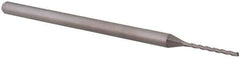 Accupro - 0.04", 0.48" LOC, 1/8" Shank Diam, 2-1/2" OAL, 3 Flute, Solid Carbide Square End Mill - Single End, Uncoated, Spiral Flute, 30° Helix, Centercutting, Right Hand Cut, Right Hand Flute, Series Miniature - Exact Tool & Supply