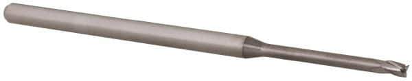 Accupro - 5/64", 0.117" LOC, 1/8" Shank Diam, 2-1/2" OAL, 3 Flute, Solid Carbide Square End Mill - Single End, Uncoated, Spiral Flute, 30° Helix, Centercutting, Right Hand Cut, Right Hand Flute, Series Miniature - Exact Tool & Supply