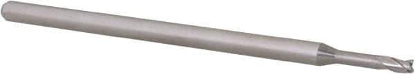 Accupro - 5/64", 0.117" LOC, 1/8" Shank Diam, 2-1/2" OAL, 3 Flute, Solid Carbide Square End Mill - Single End, Uncoated, Spiral Flute, 30° Helix, Centercutting, Right Hand Cut, Right Hand Flute, Series Miniature - Exact Tool & Supply
