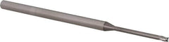 Accupro - 0.06", 0.09" LOC, 1/8" Shank Diam, 2-1/2" OAL, 3 Flute, Solid Carbide Square End Mill - Single End, Uncoated, Spiral Flute, 30° Helix, Centercutting, Right Hand Cut, Right Hand Flute, Series Miniature - Exact Tool & Supply