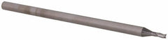 Accupro - 0.06", 0.09" LOC, 1/8" Shank Diam, 2-1/2" OAL, 3 Flute, Solid Carbide Square End Mill - Single End, Uncoated, Spiral Flute, 30° Helix, Centercutting, Right Hand Cut, Right Hand Flute, Series Miniature - Exact Tool & Supply