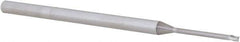 Accupro - 0.05", 0.075" LOC, 1/8" Shank Diam, 2-1/2" OAL, 3 Flute, Solid Carbide Square End Mill - Single End, Uncoated, Spiral Flute, 30° Helix, Centercutting, Right Hand Cut, Right Hand Flute, Series Miniature - Exact Tool & Supply