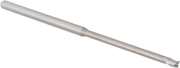 Accupro - 3/32", 0.139" LOC, 1/8" Shank Diam, 3" OAL, 3 Flute, Solid Carbide Square End Mill - Single End, Uncoated, Spiral Flute, 30° Helix, Centercutting, Right Hand Cut, Right Hand Flute, Series Miniature - Exact Tool & Supply