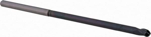 Accupro - 1/8", 0.187" LOC, 1/8" Shank Diam, 3" OAL, 3 Flute, Solid Carbide Square End Mill - Single End, AlTiN Finish, Spiral Flute, 30° Helix, Centercutting, Right Hand Cut, Right Hand Flute, Series Miniature - Exact Tool & Supply