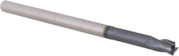 Accupro - 1/4", 3/8" LOC, 1/4" Shank Diam, 4" OAL, 3 Flute, Solid Carbide Square End Mill - Single End, AlTiN Finish, Spiral Flute, 30° Helix, Centercutting, Right Hand Cut, Right Hand Flute, Series Miniature - Exact Tool & Supply