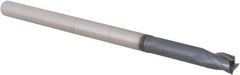 Accupro - 1/4", 3/8" LOC, 1/4" Shank Diam, 4" OAL, 3 Flute, Solid Carbide Square End Mill - Single End, AlTiN Finish, Spiral Flute, 30° Helix, Centercutting, Right Hand Cut, Right Hand Flute, Series Miniature - Exact Tool & Supply
