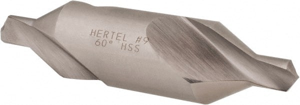 Hertel - #9 Plain Cut 60° Incl Angle High Speed Steel Combo Drill & Countersink - Exact Tool & Supply