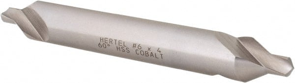 Hertel - #6 Plain Cut 60° Incl Angle Cobalt Combo Drill & Countersink - Exact Tool & Supply