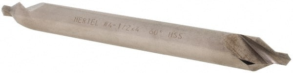 Hertel - #4-1/2 Plain Cut 60° Incl Angle High Speed Steel Combo Drill & Countersink - Exact Tool & Supply
