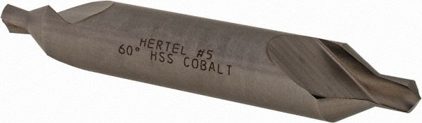 Hertel - #5 Plain Cut 60° Incl Angle Cobalt Combo Drill & Countersink - Exact Tool & Supply