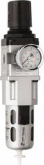 PRO-SOURCE - 3/8" NPT Port Intermediate 1 Piece Filter/Regulator FRL Unit - Polycarbonate Bowl, 77 SCFM, 145 Max psi, 8.66" High, Automatic Drain - Exact Tool & Supply