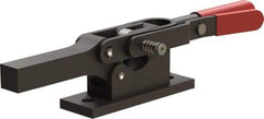 De-Sta-Co - 1,299 Lb Holding Capacity, Horizontal Handle, Manual Hold Down Toggle Clamp - 69° Handle Movement, 90° Bar Opening, Solid Bar, Flanged Base, Oxide Finish, Forged Alloy Steel - Exact Tool & Supply