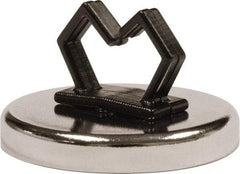 Mag-Mate - 14 Lb Max Pull Force, 3/16" Overall Height, 1.24" Diam, Ceramic Cup Magnet - Loop Style, 1" Clamp Opening, Chrome Plated - Exact Tool & Supply