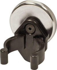 Mag-Mate - 14 Lb Max Pull Force, 3/16" Overall Height, 1.24" Diam, Ceramic Cup Magnet - Clamp Style, 1-1/8" Clamp Opening, Chrome Plated - Exact Tool & Supply